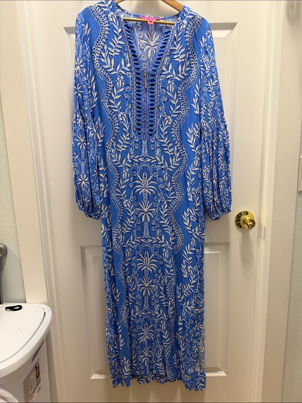 Lilly Pulitzer Blue and White Caftan Maxi Dress
